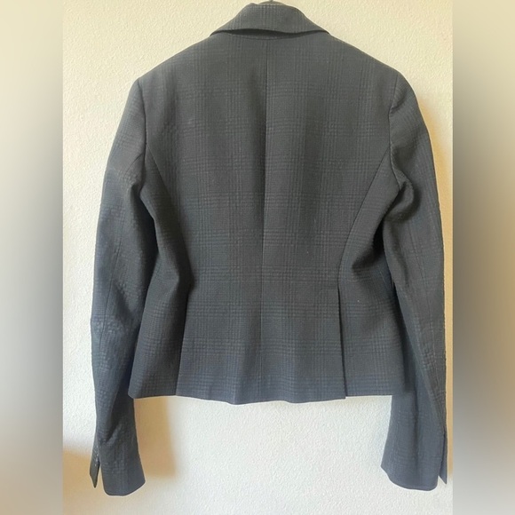 Theory Cropped Jacket Blazer Top Cotton Wool Black Sz 6 - Picture 2 of 6